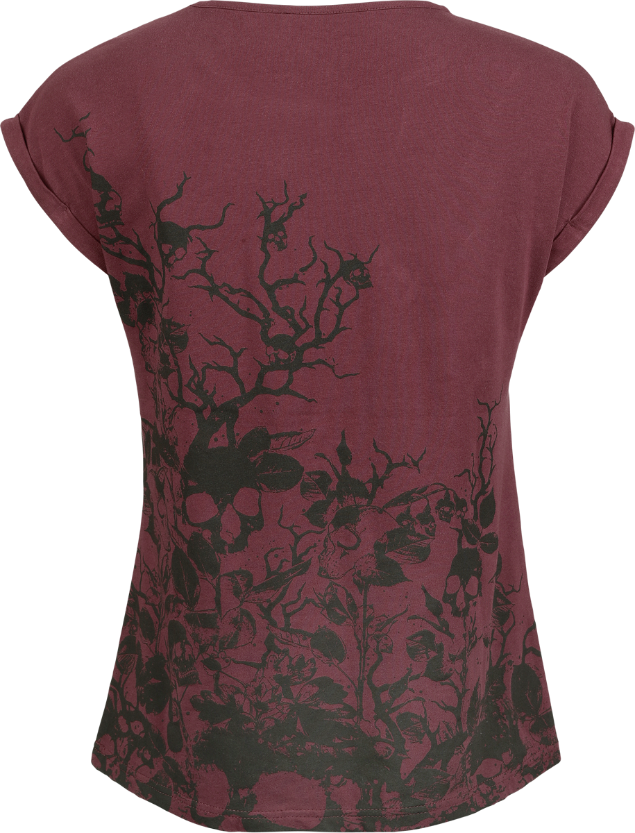 Black Premium by EMP Skull & Roses T-Shirt burgundy - Image 3