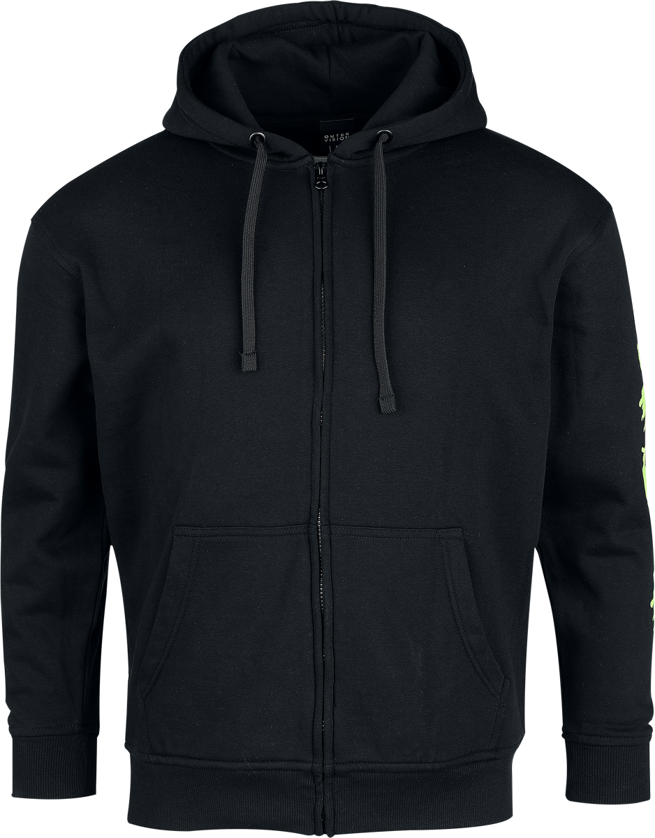 Outer Vision Sharp Smile Men's Hoodie with zipper Hoodie Jacket black - Image 3