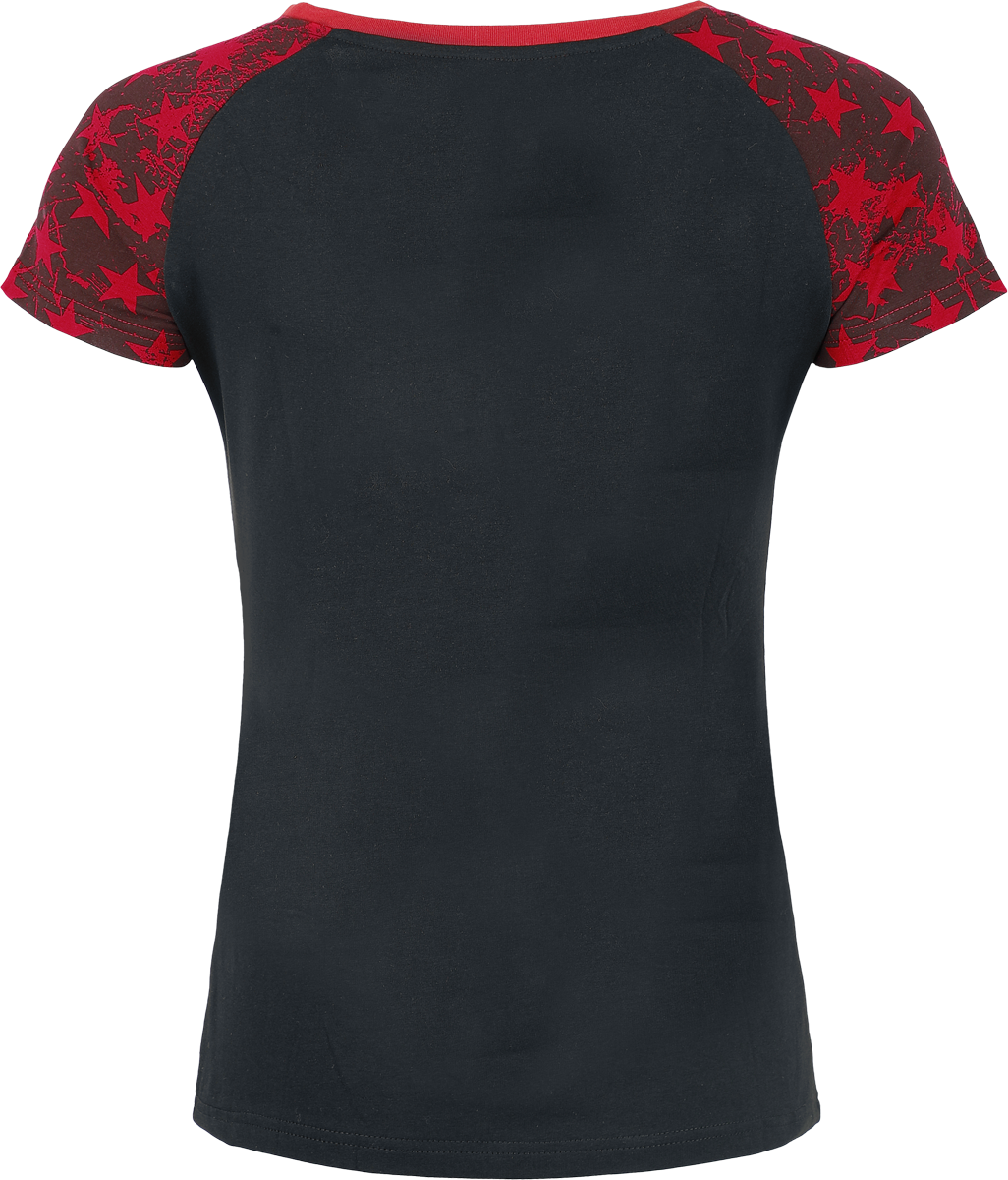 RED by EMP T-shirt with raglan sleeves and stars print T-Shirt black red - Image 3