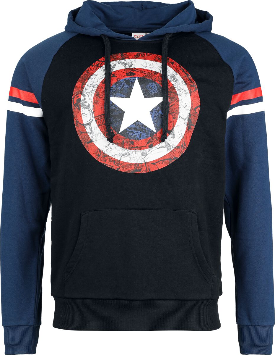 Captain America Comic Shield Hoodie black blue - Image 2