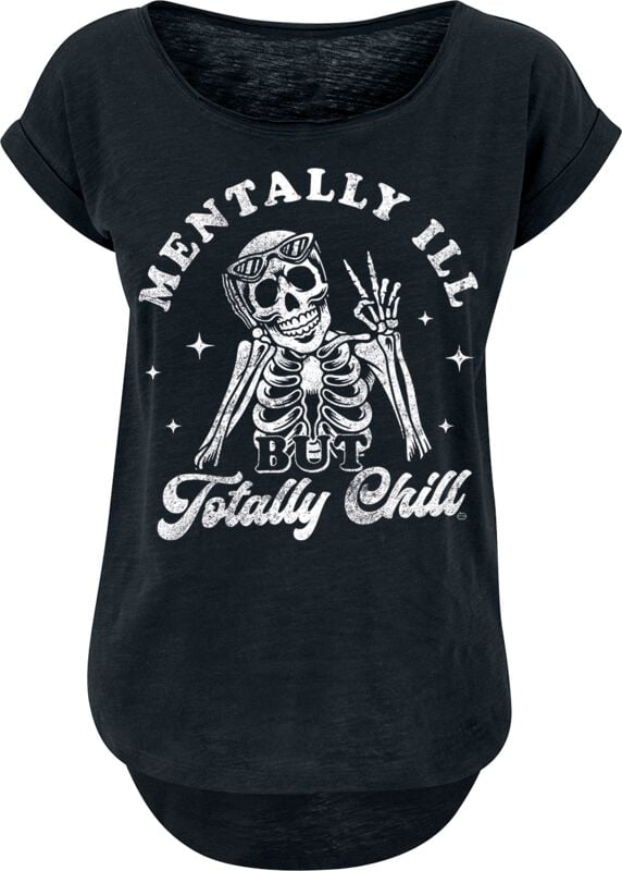 Goodie Two Sleeves Mentally Ill But Totally Chill T-Shirt black - Image 2