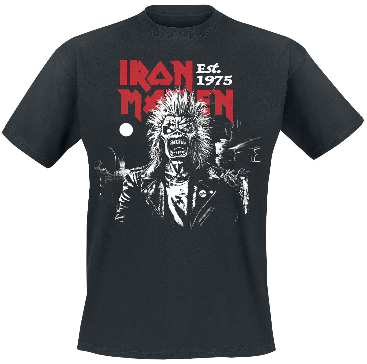 Iron Maiden Portrait Eddie Screaming Straight Logo T-Shirt black - Image 2