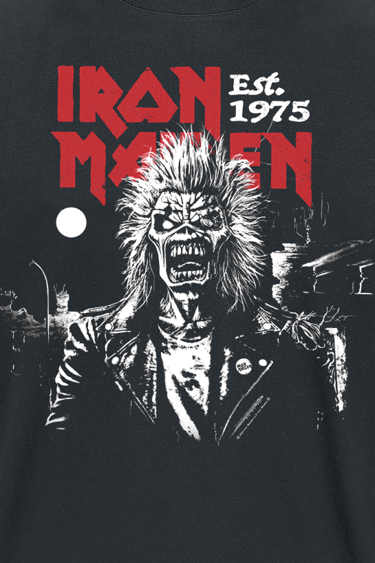 Iron Maiden Portrait Eddie Screaming Straight Logo T-Shirt black - Image 3