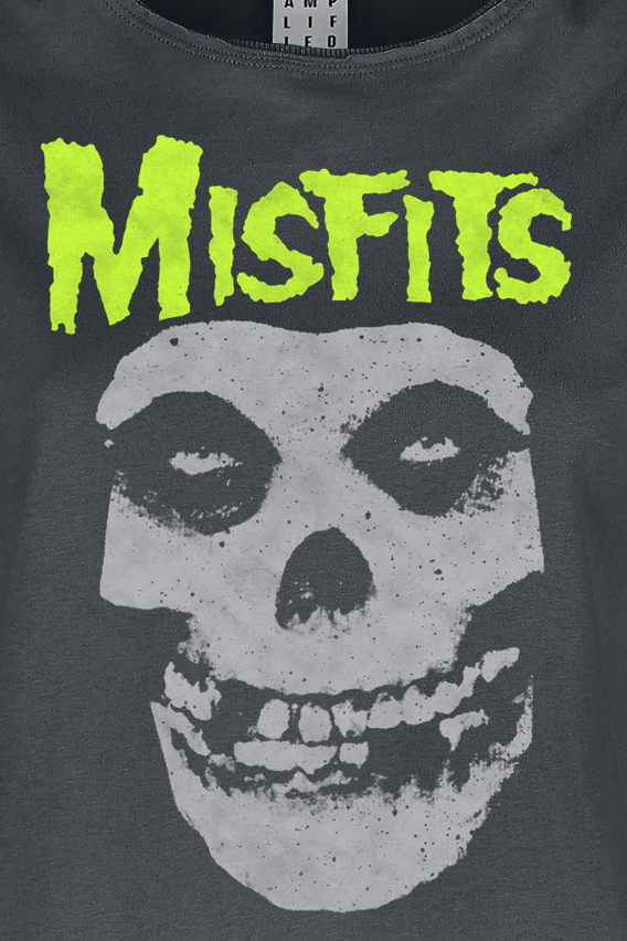 Misfits Amplified Collection - Neon Skull T-Shirt charcoal - Image 3