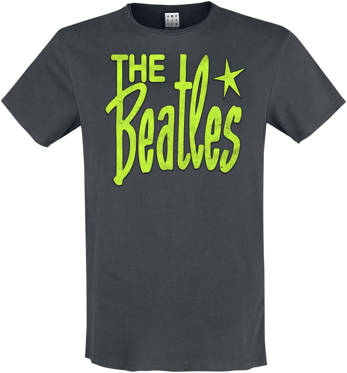 The Beatles Amplified Collection - Retro Logo Neon Green T-Shirt charcoal - Image 2