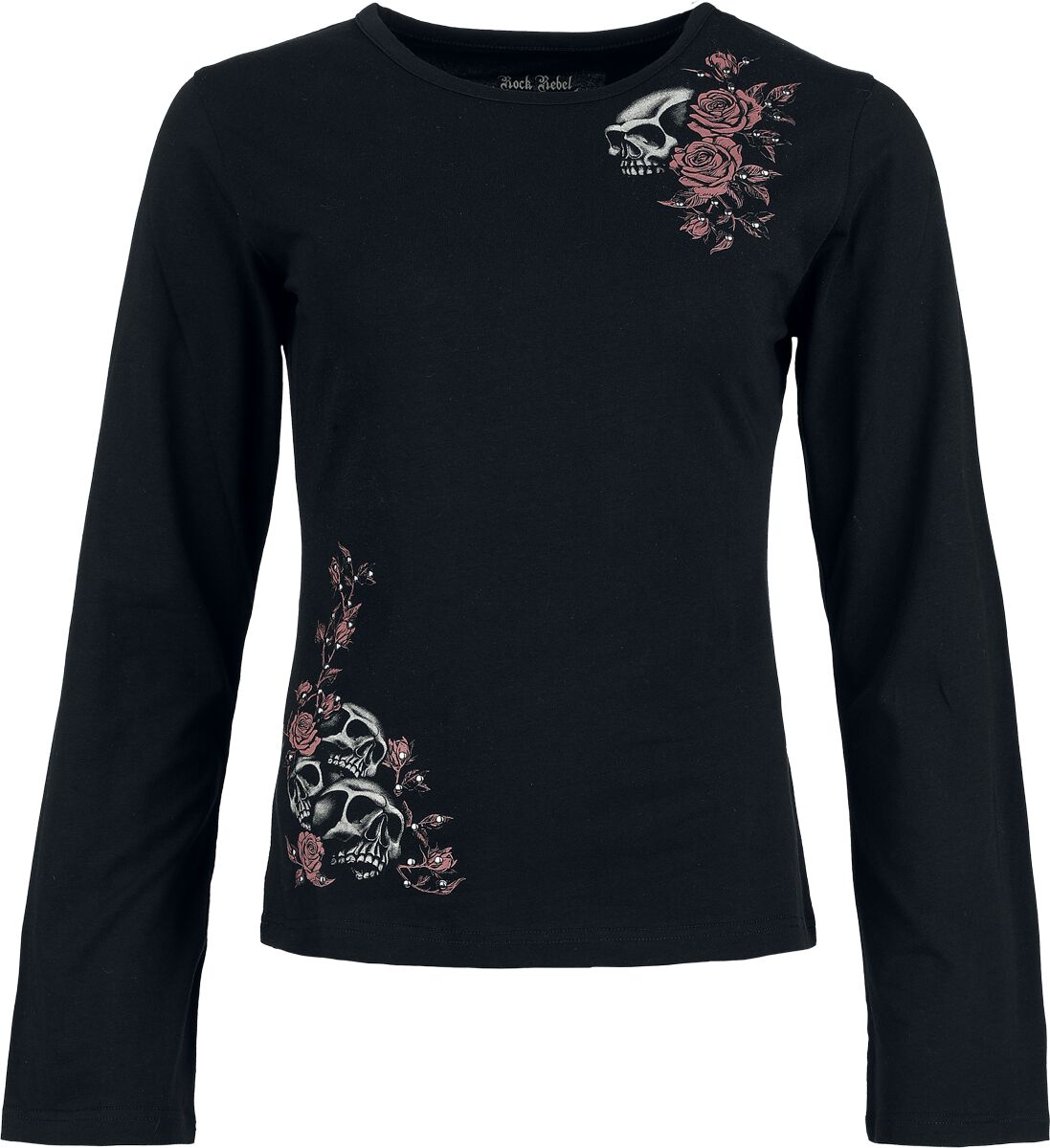 Rock Rebel by EMP Long-sleeved shirt with skull and roses print Long-sleeve Shirt black - Image 2