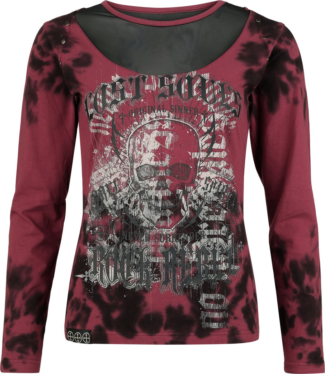Rock Rebel by EMP Skulls & Details Long-sleeve Shirt red black - Image 2