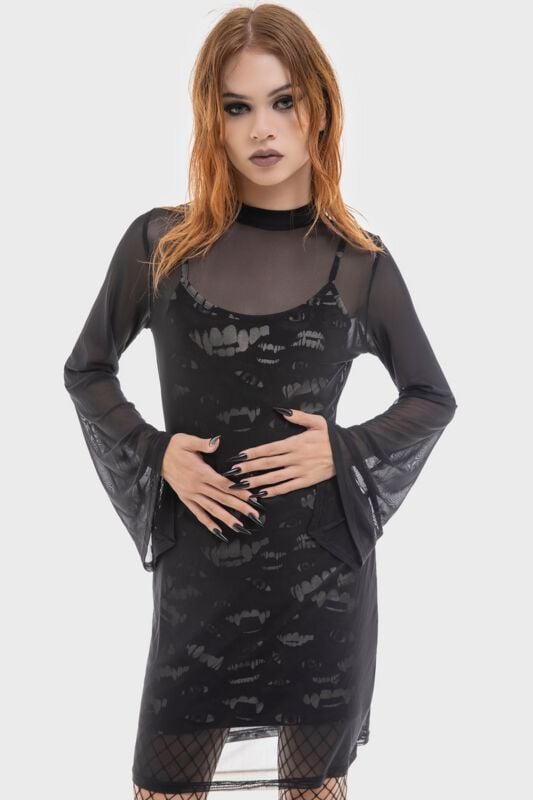 Killstar The Lost Boys - Sheer Vamp Dress Mini Dress black white - Image 2