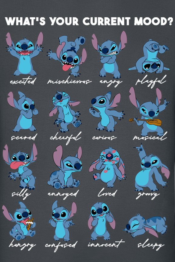 Lilo & Stitch What's your current mood? T-Shirt grey - Image 3