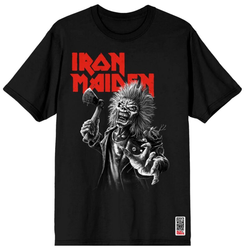Iron Maiden Greyscale Axe T-Shirt black - Image 2
