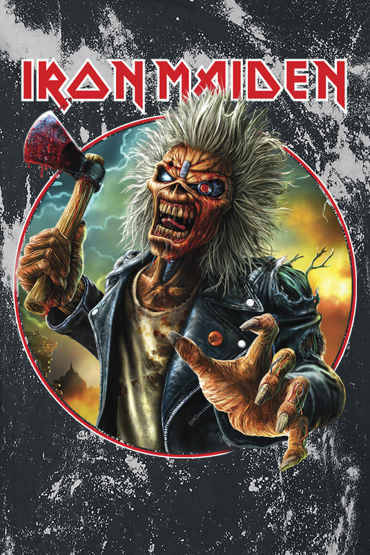 Iron Maiden Axe Eddie Blacksplattered T-Shirt black grey - Image 3