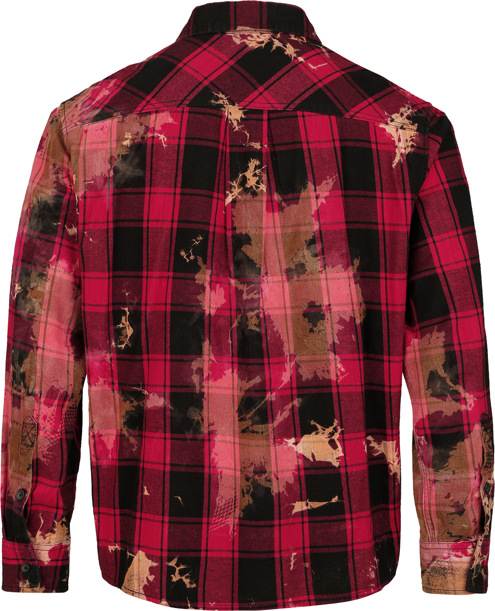 Rock Rebel by EMP Bleach it out Flanel Shirt red black - Image 3