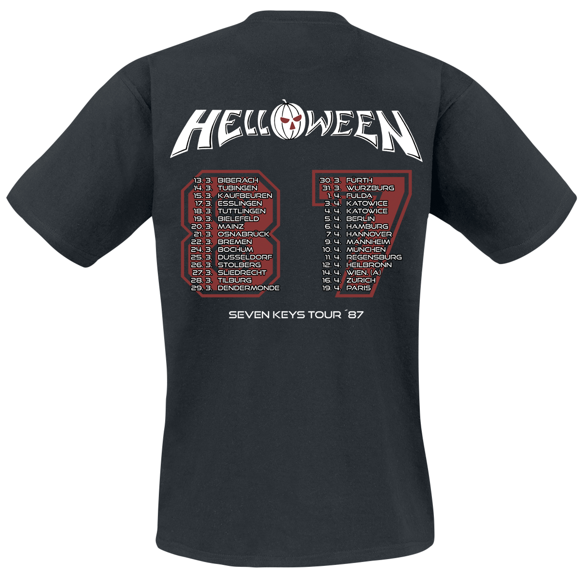 Helloween Seven Keys Tour 87 T-Shirt black - Image 3