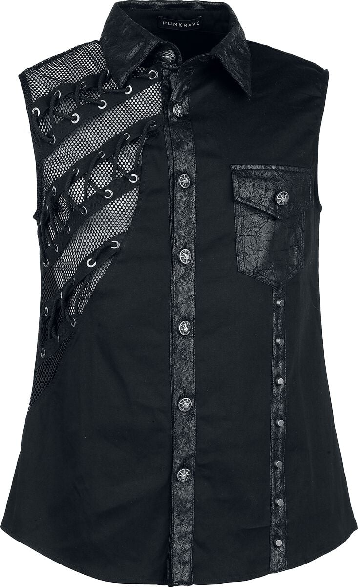 Punk Rave Punk Asymmetric Sleeveless Shirt Short-sleeved Shirt black - Image 2
