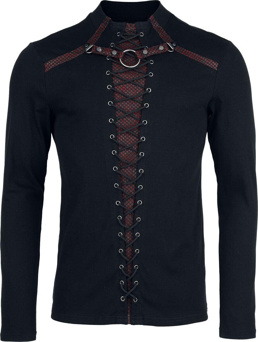 Punk Rave Punk Handsome - Long-sleeved Top Long-sleeve Shirt black red - Image 2