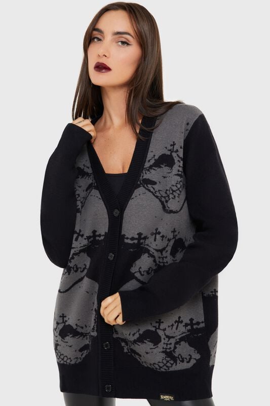 Alchemy by Killstar Headstone Knit Cardigan Cardigan black grey - Image 2