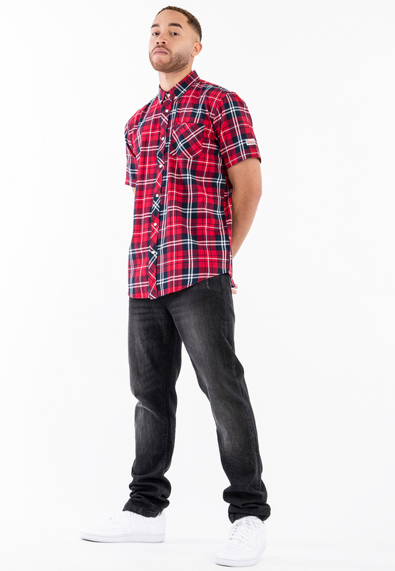 Lonsdale London Brixworth Short-sleeved Shirt red navy - Image 3