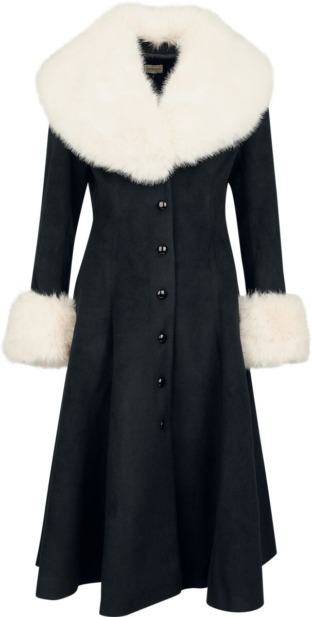 Banned Retro Martha Faux Fur Coat Coat black beige - Image 2