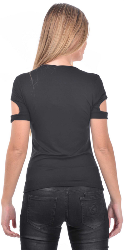 Outer Vision Women's Top - Ari Solid T-Shirt black - Image 3
