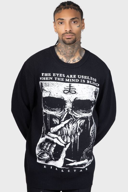 Killstar Blind Minds Knitted Jumper Sweatshirt black - Image 2