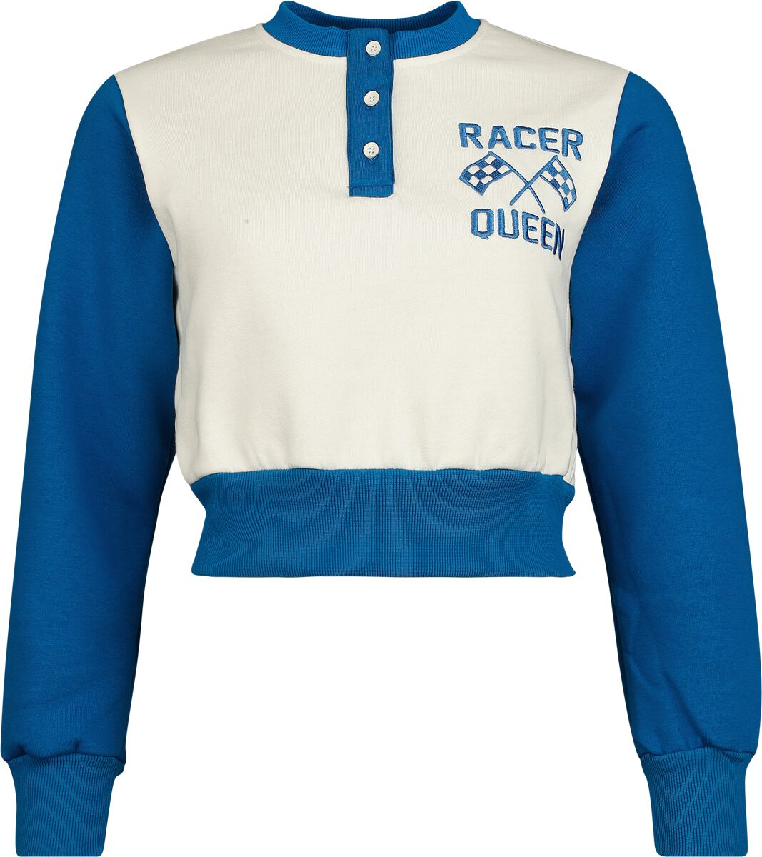 Queen Kerosin Racer Queen Long-sleeved Top Sweatshirt beige dark blue - Image 2