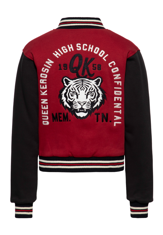Queen Kerosin Bakersfield Highschool Varsity Jacket Mid-Season Jackets black red - Image 3