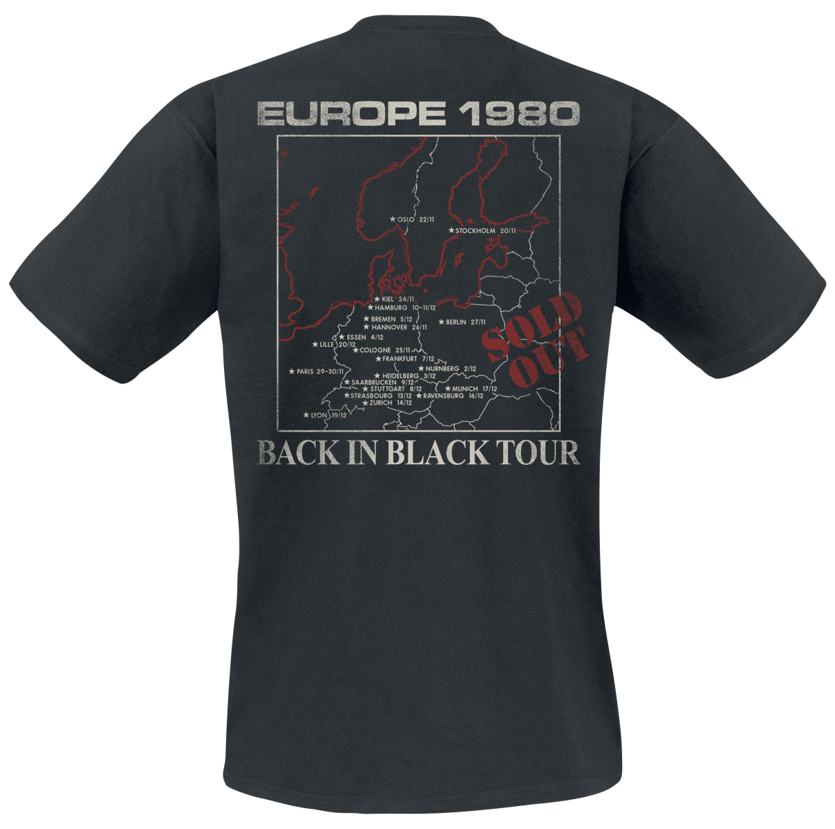 AC/DC Back In Black Europe 1980 T-Shirt black - Image 3