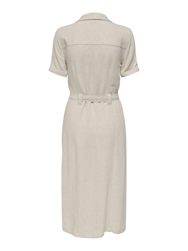 Only ONLSIESTA SS LIN BL SHIRT DRESS PNT NOOS Midi Dress beige - Image 3