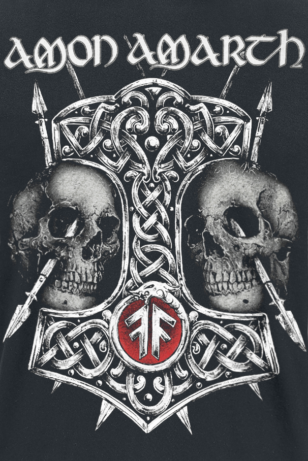 Amon Amarth Hammer & Skulls T-Shirt black - Image 3