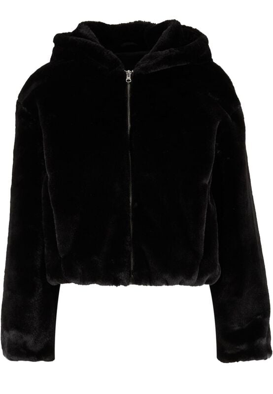 Urban Classics Ladies' Faux Fur Hoodie Hoodie Jacket black - Image 2
