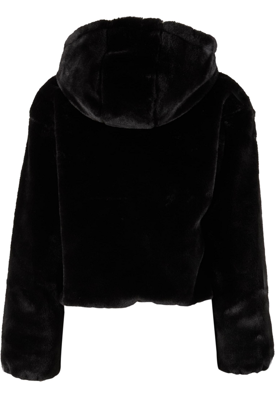 Urban Classics Ladies' Faux Fur Hoodie Hoodie Jacket black - Image 3