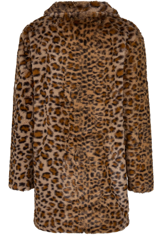 Urban Classics Ladies' Oversized Faux Fur Leopard Print Coat Coat leopard - Image 3