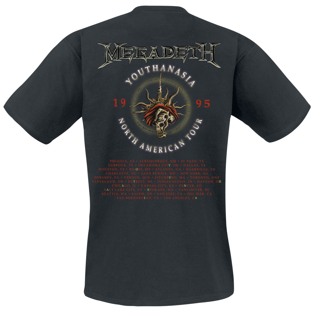 Megadeth Youthanasia 1995 - North American Tour T-Shirt black - Image 3