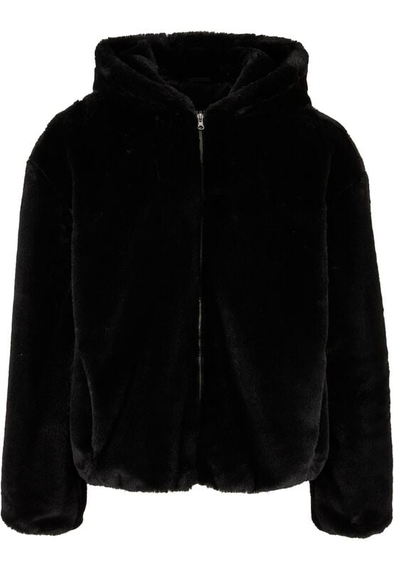 Urban Classics Full Zip Faux Fur Hoodie Jacket Hoodie black - Image 2