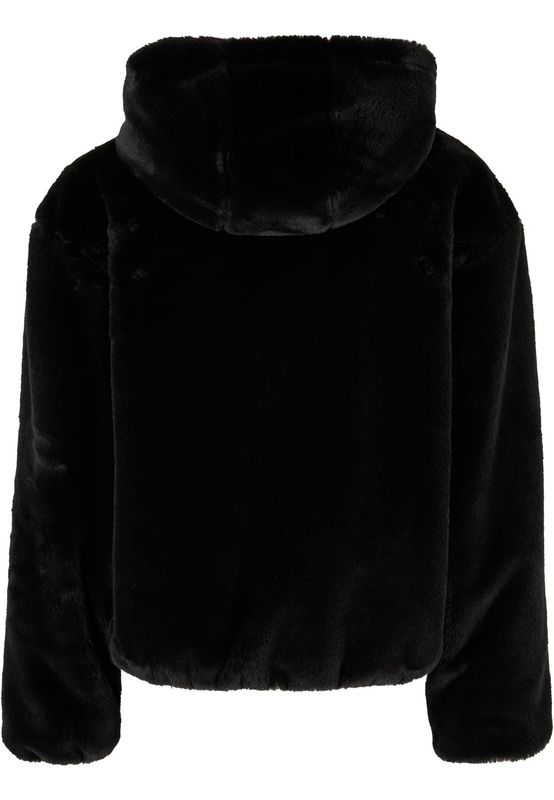 Urban Classics Full Zip Faux Fur Hoodie Jacket Hoodie black - Image 3