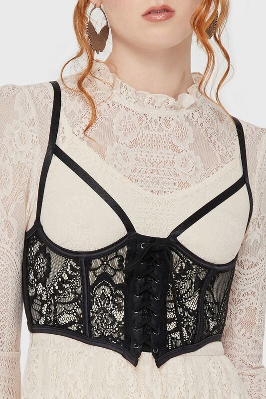 Killstar Belladonna Lace - Arden Lace Basque Top black - Image 2