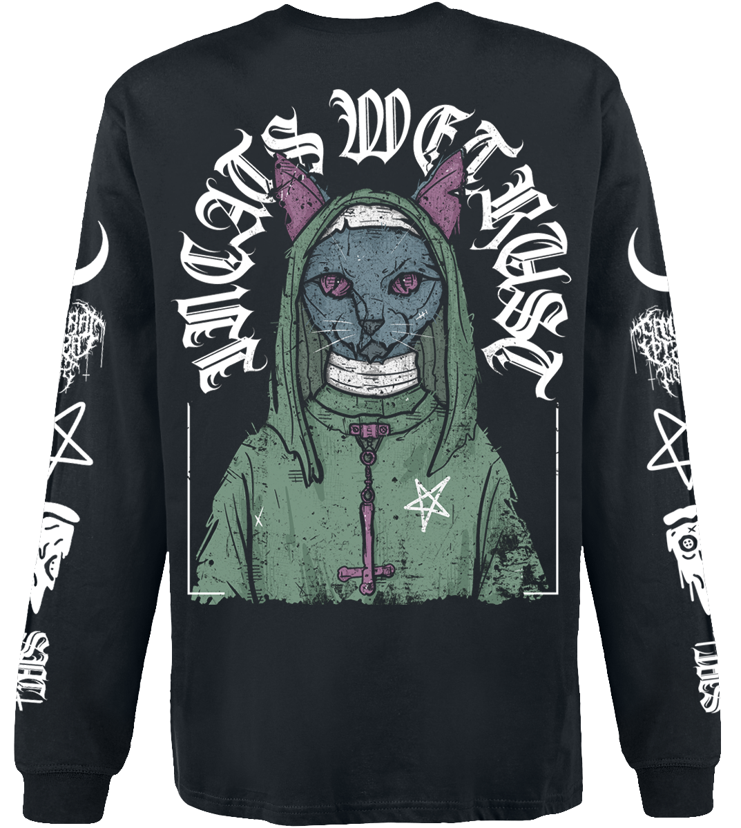 Samurai Pizza Cats In Cats We Trust Long-sleeve Shirt black - Image 3