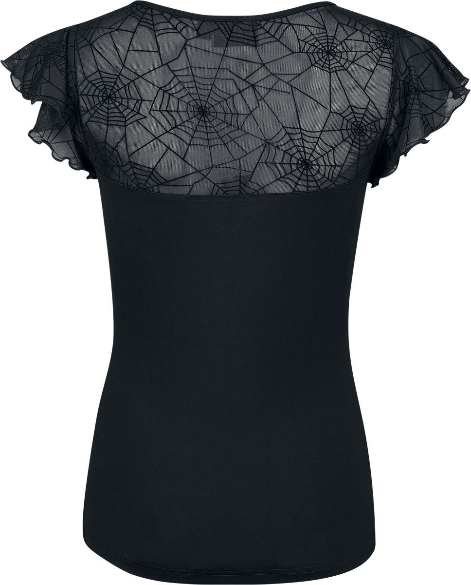 Voodoo Vixen Spider Web Lace Top T-Shirt black - Image 3