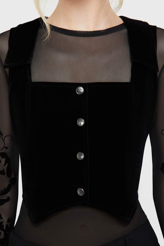Killstar Bat Noir Waistcoat Vest black - Image 3
