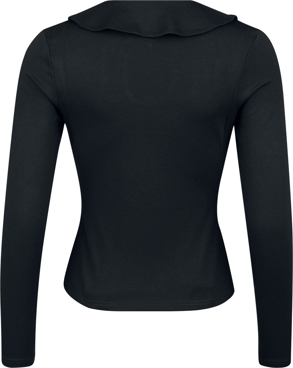 Voodoo Vixen Bat Collar Web Lace Top Long-sleeve Shirt black - Image 3