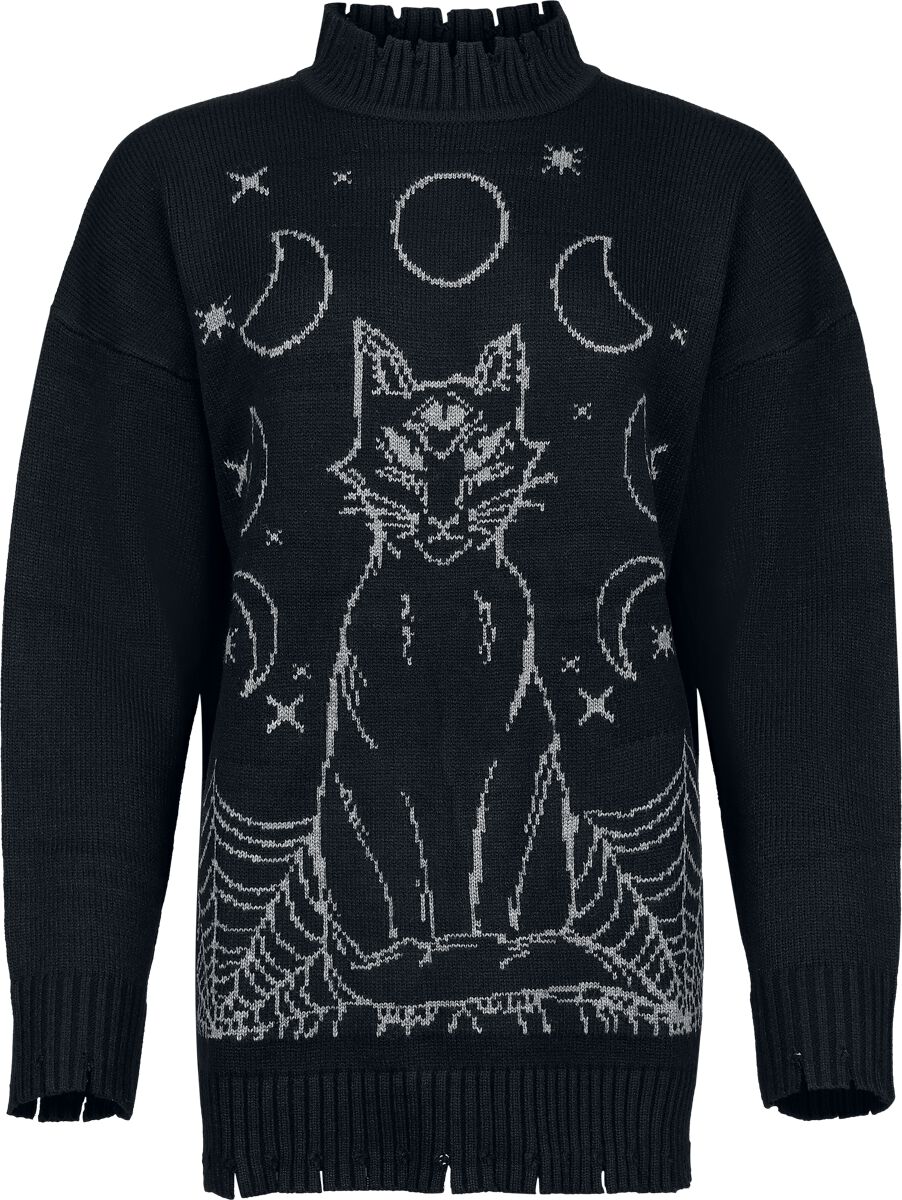 Jawbreaker Mystic Cat - Oversized Jumper Knit jumper black grey - Image 2