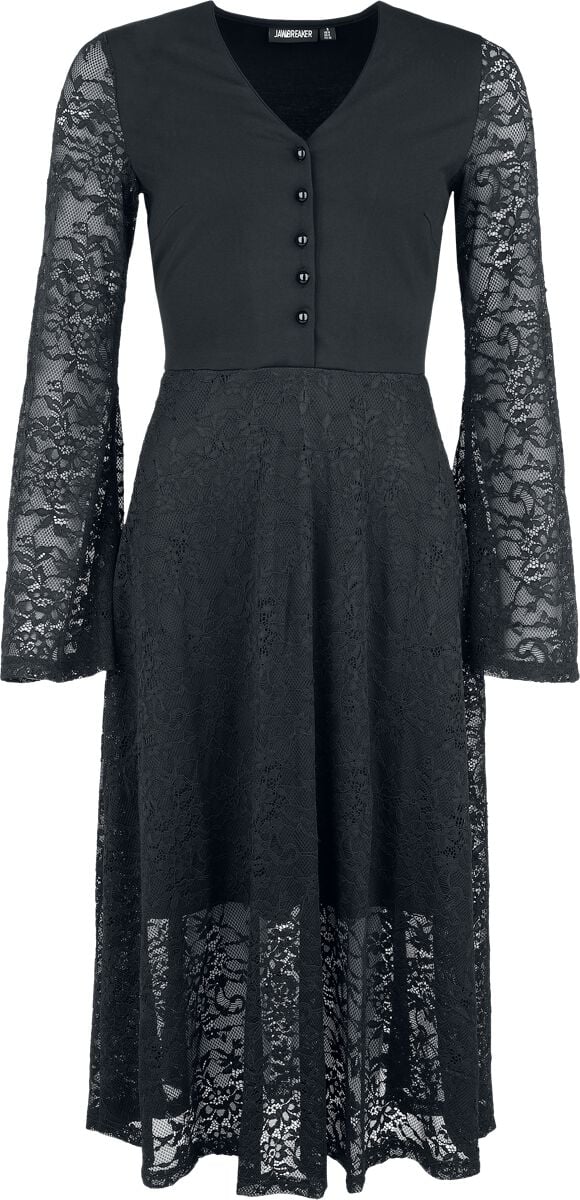 Jawbreaker Lace Midi Dress with Button Front Maxi Dress black - Image 2