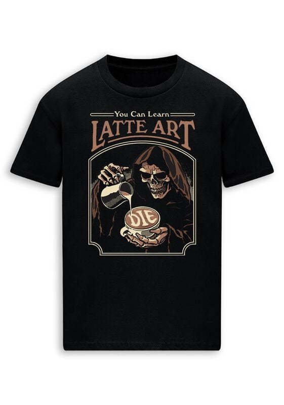 Steven Rhodes You can learn latte art T-Shirt black - Image 2