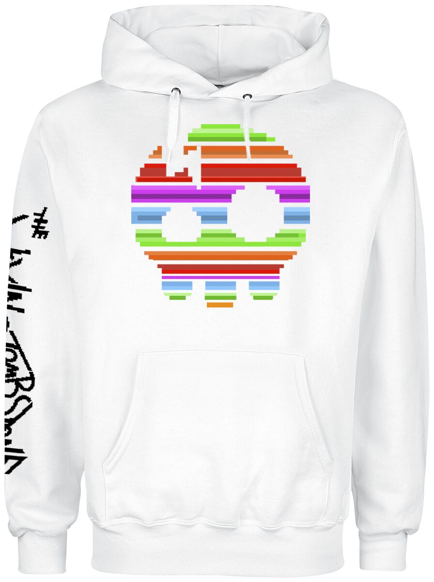 The Living Tombstone 8 Bit Rainbow Skull Hoodie white - Image 2