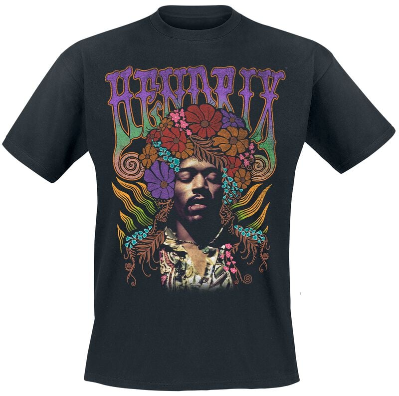 Jimi Hendrix Flower Power T-Shirt black - Image 2