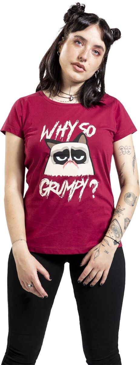 Grumpy Cat Why so grumpy? T-Shirt burgundy - Image 2