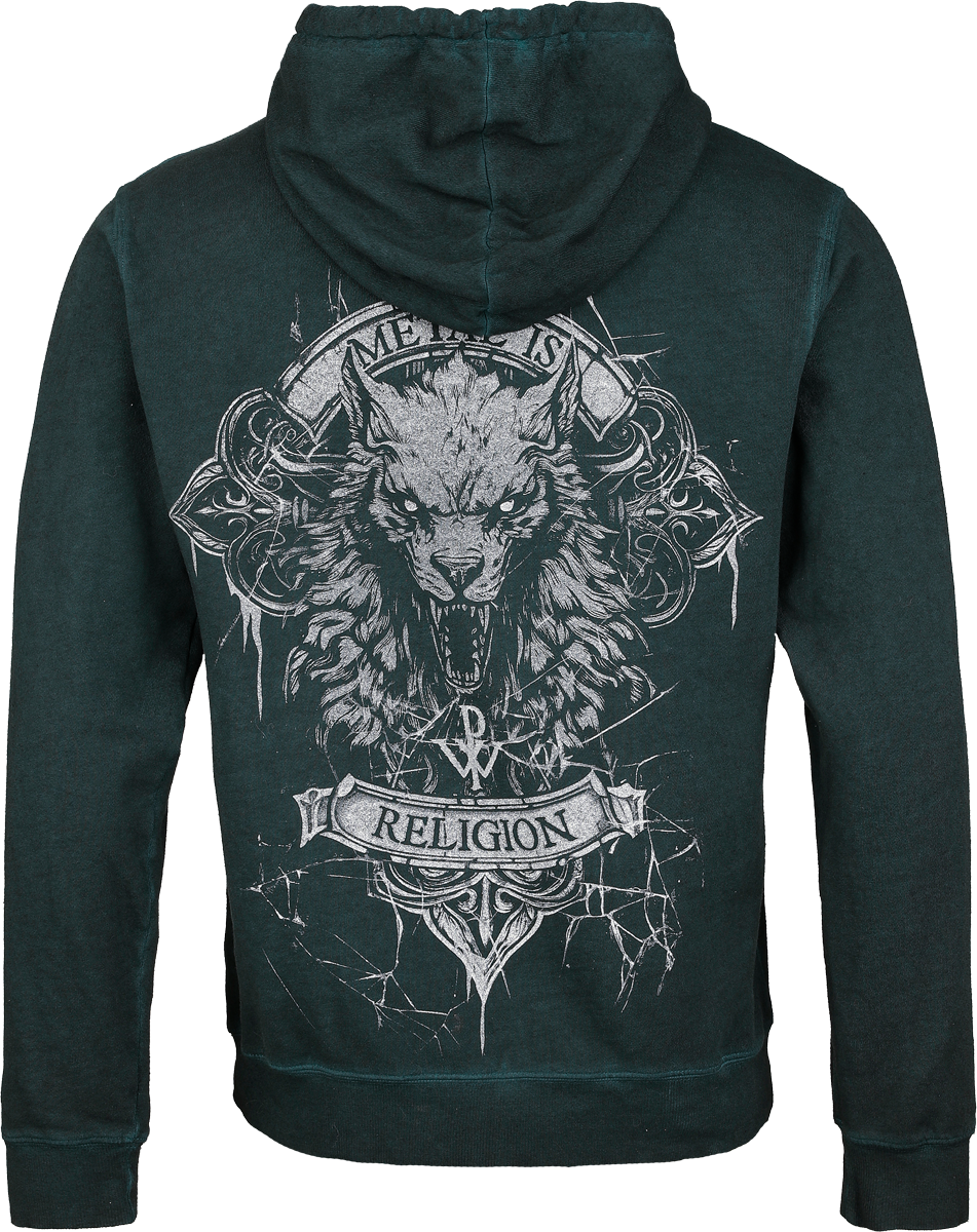 Powerwolf Wolfhead Hoodie petrol - Image 3