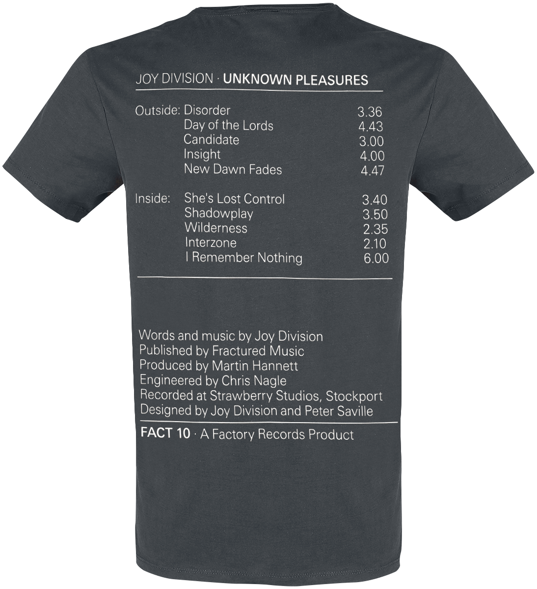 Joy Division Amplified Collection - Pulsar Pocket Tracklist T-Shirt charcoal - Image 3