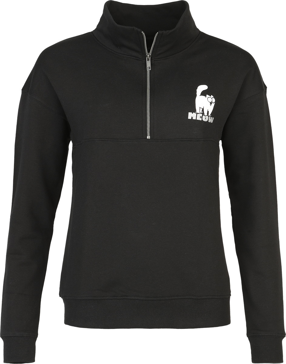 Simon' s Cat Meow - Half-zip knitted jumper Sweatshirt black - Image 3