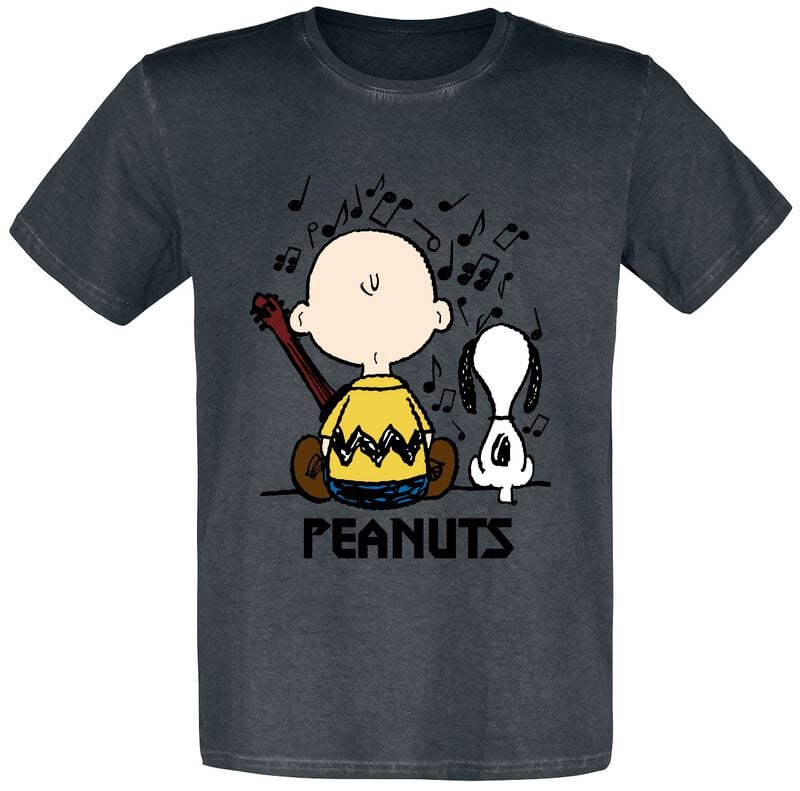 Peanuts Charlie Brown and Snoopy T-Shirt black - Image 2